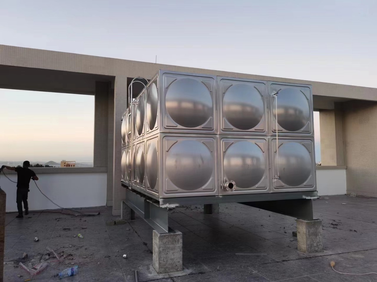 Bể nước inox 50m3 lắp đặt hoàn thiện tại nhà máy